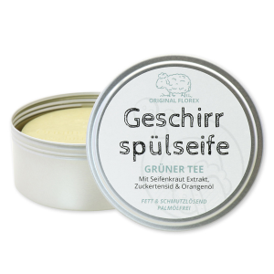 Geschirrspülseife rund in Dose, Grüner Tee