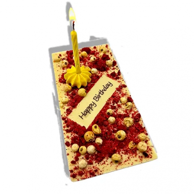 Premium weiße Schokolade - Happy Birthday inkl. Kerzen