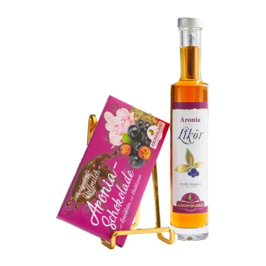 Aronia beschwipste Schokolade: Aronia Likör 200ml mit Aronia Vollmilchschokolade 100g im Set