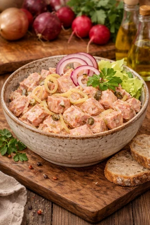Bauernpresswurstsalat 250g – Deftiger Wurstsalat aus echter Presswurst
