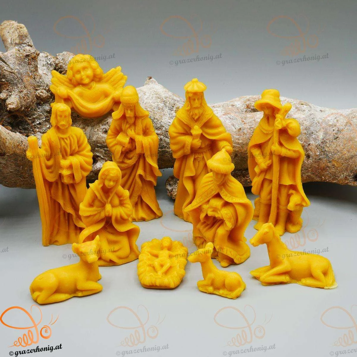 Detailreiche Krippenszene aus Bienenwachs | 11 teilig