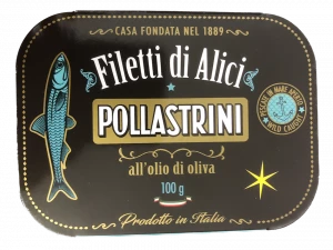 "Pollastrini"-Sardellenfilets in Olivenöl, salzig