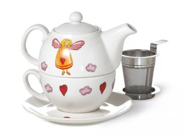 Tea for One Set "Schutzengel" mit Edelstahlsieb
