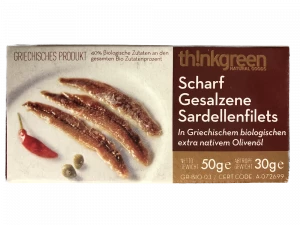 "ThinkGreen"-Scharf gesalzene Sardellenfilets in griechischen biologischen extra nativem Olivenöl